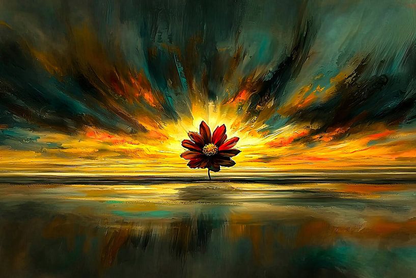 Flower in colourful sunset by Imperial Art House
