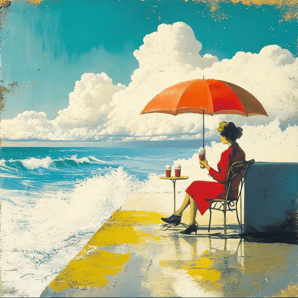 femme vintage à la plage par LidyStuit