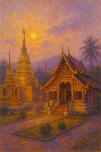 Chiang Mai Twilight – Temples Beneath a Golden Sky