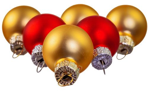 Rode en gouden kerstballen
