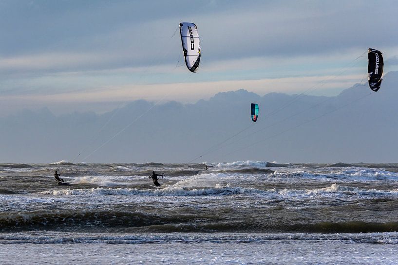 Three kite surfers by Ton de Koning