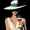 Elegante Frau mit Wein Illustration Minimalismus von TheXclusive Art