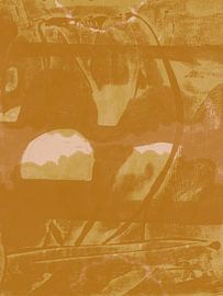 Organic shapes in ochre yellow. Modern abstract art. by Dina Dankers