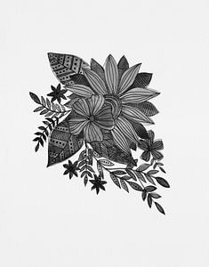 Tournesol abstrait - Noir et blanc