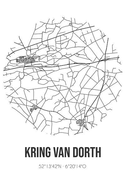 Kring van Dorth (Gelderland) | Map | Black and white by Prints of Place