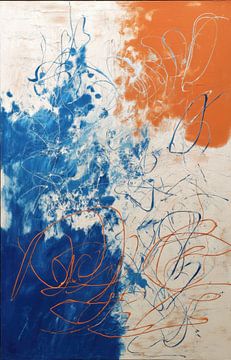 Peinture abstraite - Bleu orange vif et dynamique