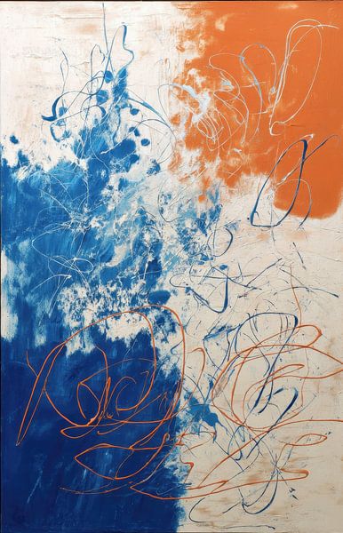 Abstract Painting - Blue Orange Lively and Dynamic by Joriali Abstract