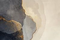 Modern und abstrakt in Blau und Gold, Japandi-Stil