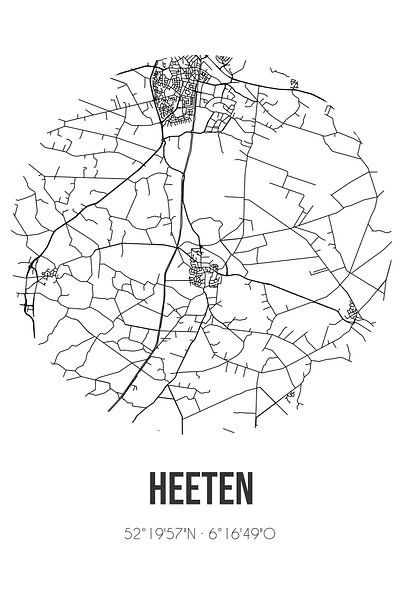 Heeten (Overijssel) | Landkaart | Zwart-wit van Stad & Wand