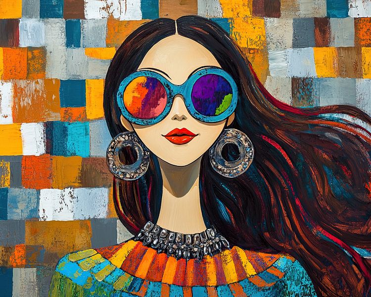 Fashionable Woman | Colourful Sunglasses by Eye catching paintings
