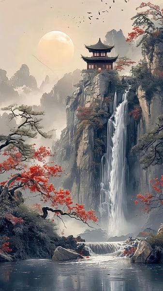 La pagode murmurante des chutes d'automne par Indah Widyaningrum