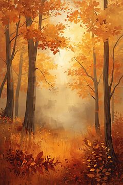 Autumn path in golden light by Dante S