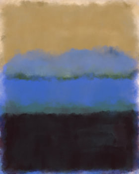 Ocker, Blau, Schwarz. Farbfeldmalerei inspiriert von Mark Rothko.