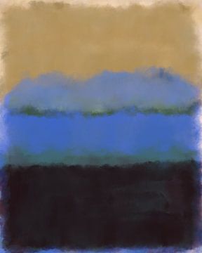 Oker, blauw, zwart. Kleurenveldschilderij geïnspireerd door Mark Rothko. van Dina Dankers