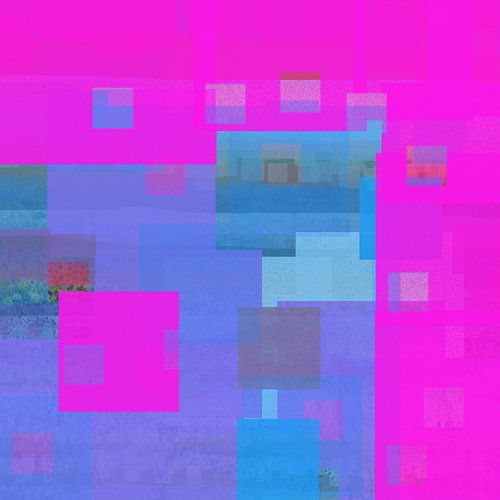 geometrisch landschap roze blauw paars
