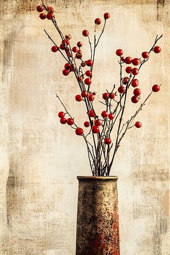 Rode bessen takken in vaas