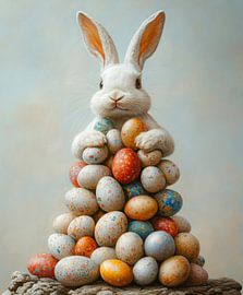 Süßer Osterhase mit bunten Eiern