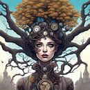 Meisje in steampunk look voor een boom van Quinta Mandala thumbnail