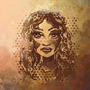 Schoonheid in bladgoud - portret van dame met goudbruine krullen van Emiel de Lange thumbnail