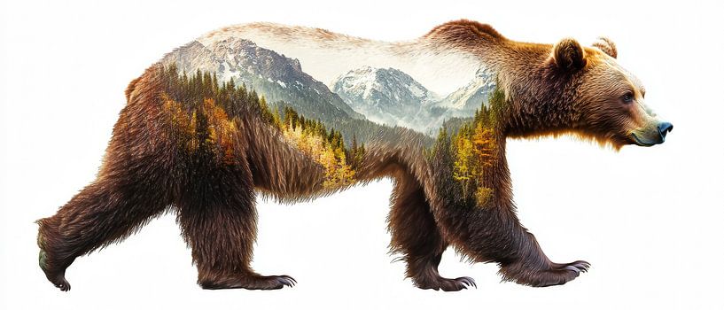 Bear with nature motif by Poster Art Shop