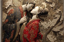 Couple amoureux, style abstrait, Asie