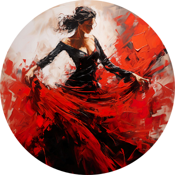 Spaanse Flamenco danseres in rood en zwart van Lauri Creates