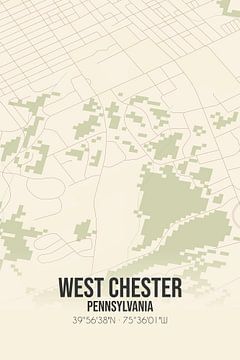 Carte ancienne de West Chester (Pennsylvanie), USA. sur Rezona