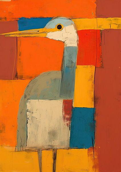 Abstracte Vogel in Kleurrijke Achtergrond van ARTEO Schilderijen