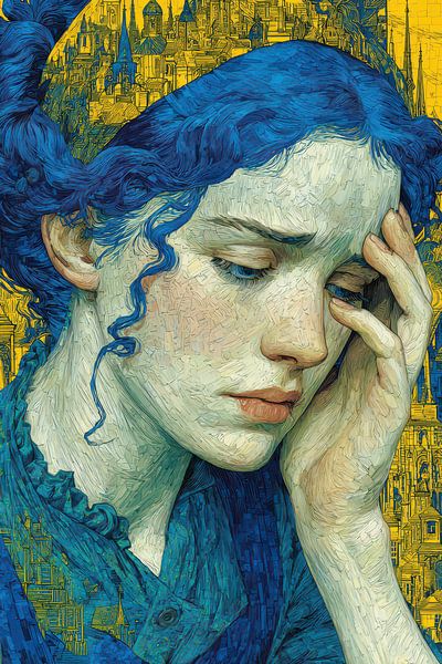 portrait in yellow and blue by Egon Zitter