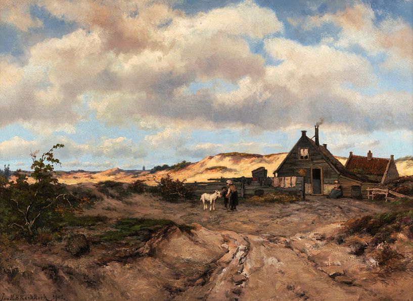 La maison du pêcheur dans les dunes, Johannes Hermanus Barend Koekkoek par Des maîtres magistraux