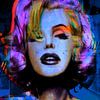 Marilyn Monroe Ultra HD Metaal - Street Art Style Blauw van Felix von Altersheim