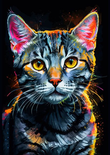 Amerikaanse korthaar aquarel neon van MIROKKU