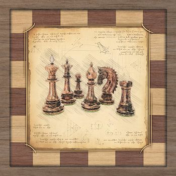 Schaakstukken. Vintage schetskunst.