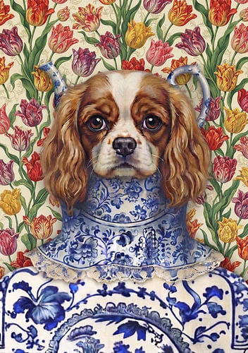 Dog in Delft Blue
