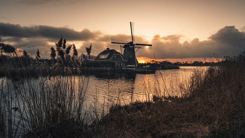 Dutch Mill at Sunset by Jeroen Pardon
