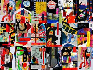 Collage abstrait en techniques mixtes