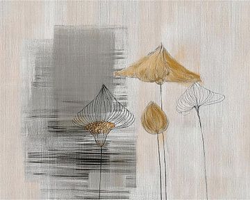 Japandi  schilderij. Herfst in structuren. Mixed Media van Studio Pieternel