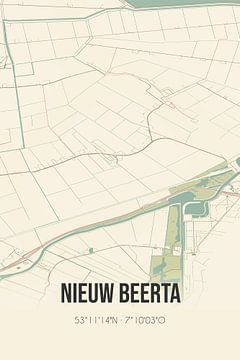 Vieille carte de Nieuw Beerta (Groningen) sur Rezona