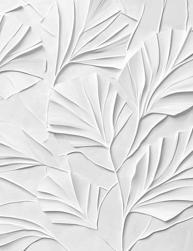Abstrakte Blätter in Weiß mit elegantem Relief und Schatten