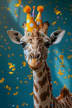 Grappig giraffe verjaardagsfeestje in jaren 60 disco stijl van Felix Brönnimann