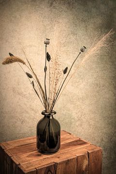 Nature morte : Fleurs sèches dans un vase