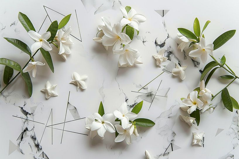 Jasmin - Zartes Blumenkunstwerk von Poster Art Shop