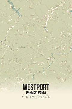 Vintage landkaart van Westport (Pennsylvania), USA. van Rezona