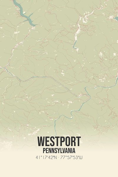 Carte ancienne de Westport (Pennsylvanie), USA. par Affiches de lieux