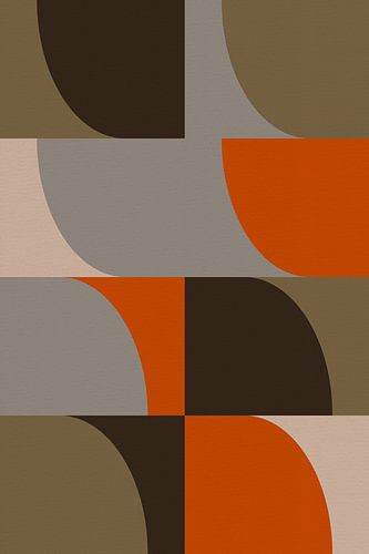 Abstracte vormen in kaki, oranje, grijs en wit