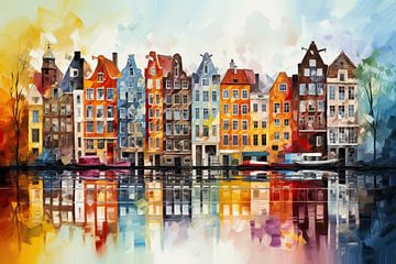 Grachtenpaden in kleur Amsterdam von ARTEO Gemälde