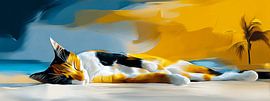 Summer Evening by the Sea | Sleeping Calico Cat by the Sea