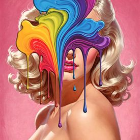 Blonde woman meets paint bomb by H.Remerie Photography and digital art