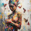 Urban Art Portrait | Vlinders van Blikvanger Schilderijen thumbnail