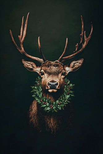 Le cerf est prêt pour les plaisirs de Noël